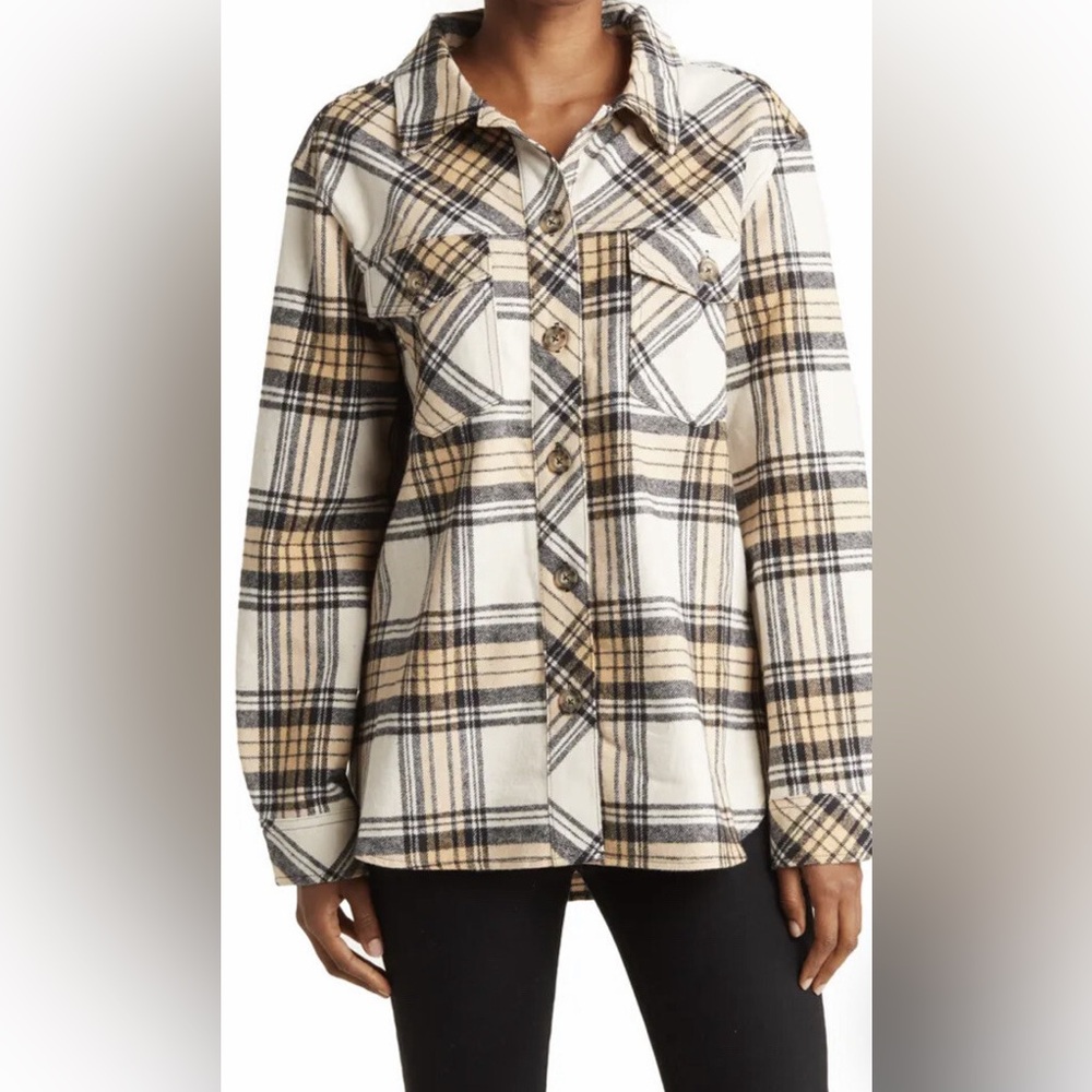 Donating soon- SANCTUARY Toffee Plaid Button Up Shirt Overshirt
